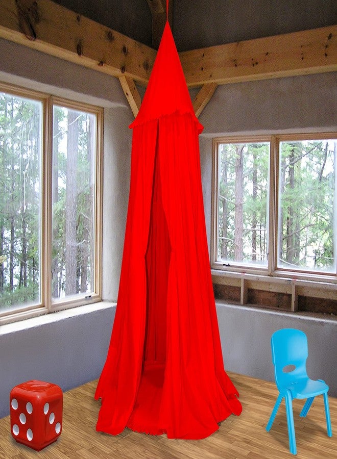 Next Day Art Teepee Play Tent for Kids Portable Foldable Flag House for Children Play Tents with Mat for Girl and Boy with Carry Case Canvas Playhouse Indoor and Outdoor with Baby Pillow Queen - Red - Image 3
